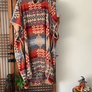 Classic Pendleton cotton poncho with hood